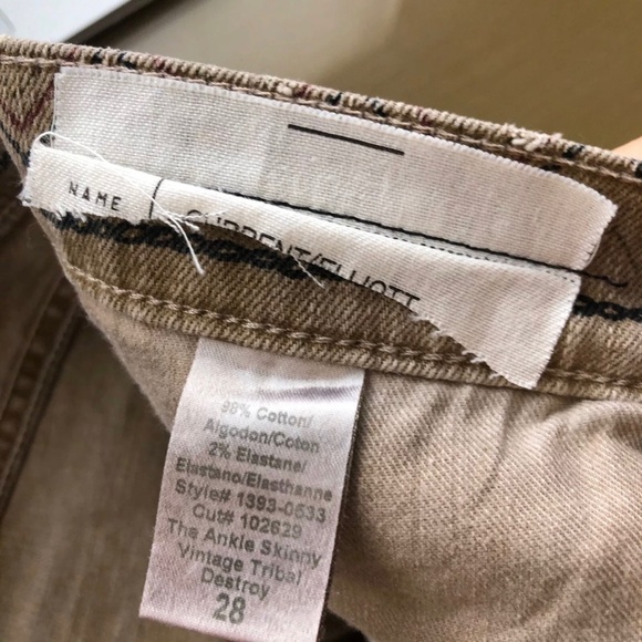 Current/Elliott Ankle Skinny Vintage Tribal Jeans - Picture 5 of 6